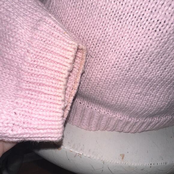 Vtg Club Sportif De Paris Pullover Sweater Size M Pink V Neck Floral Buttons - Picture 8 of 13